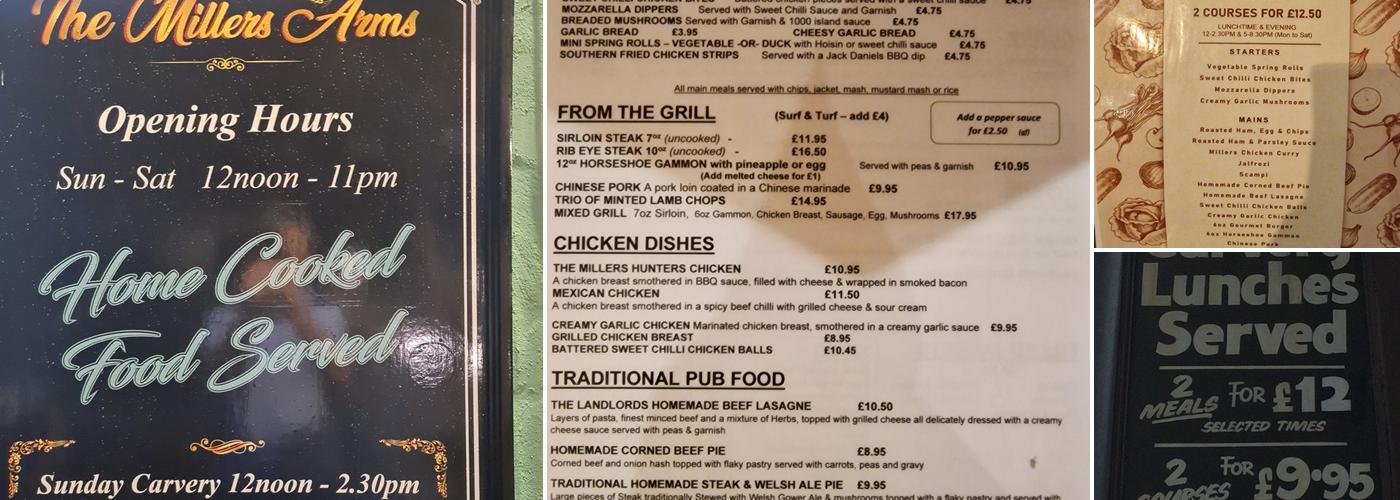 The Millers Arms Menu
