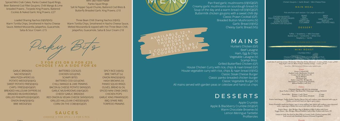 The New Penny Farthing Menu