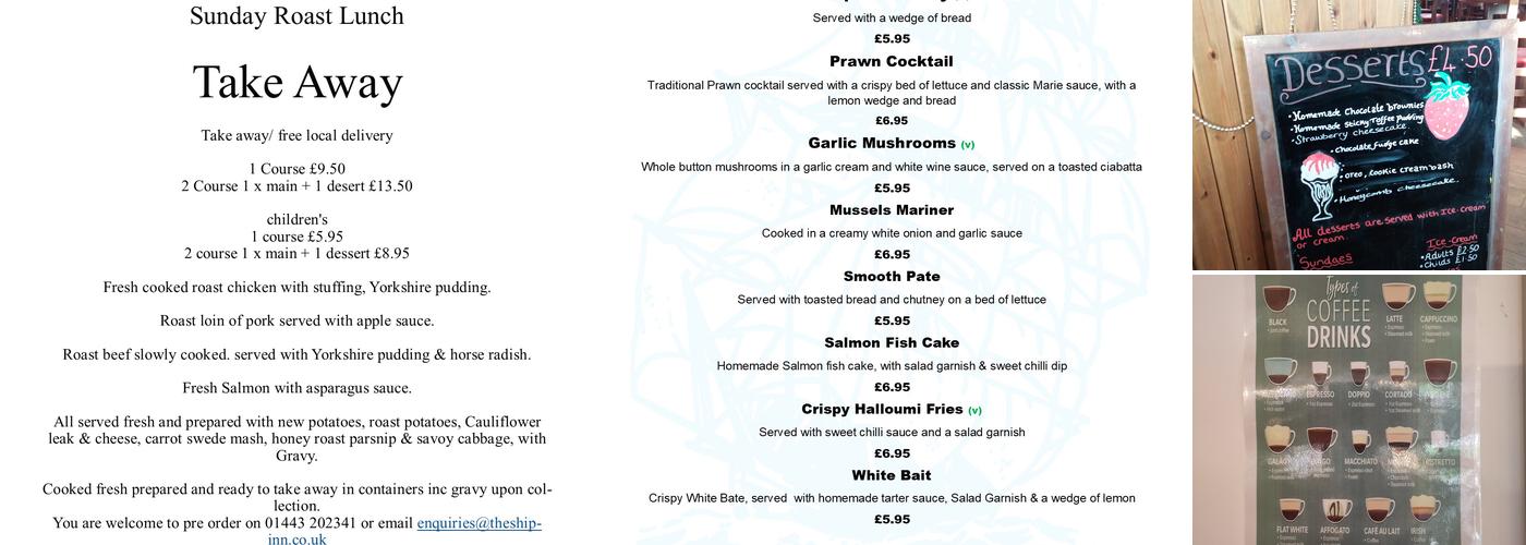Ship Inn Menu