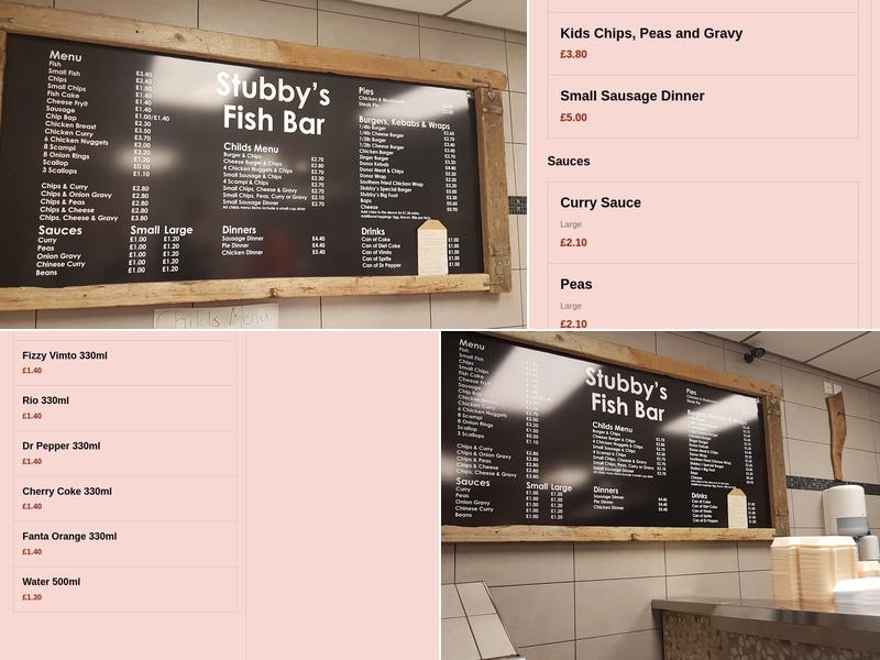 Stubby's Fish Bar Menu