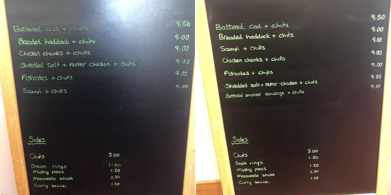 Lochaline Snack Bar Menu