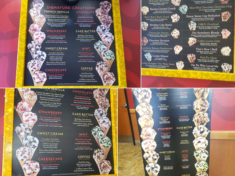 Cold Stone Creamery Menu