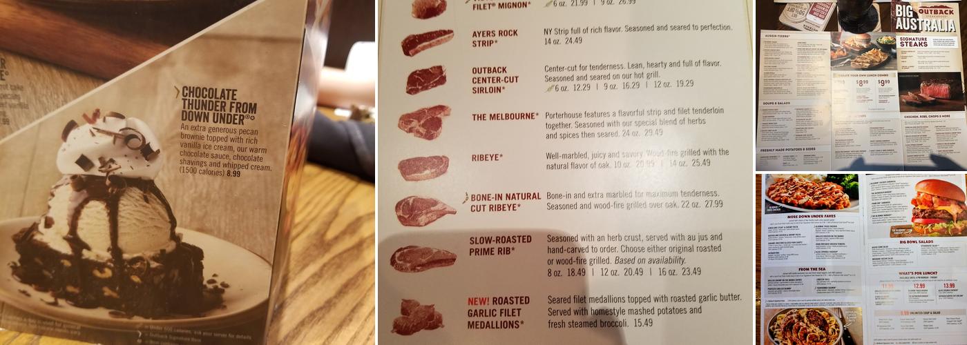 Outback Steakhouse Menu