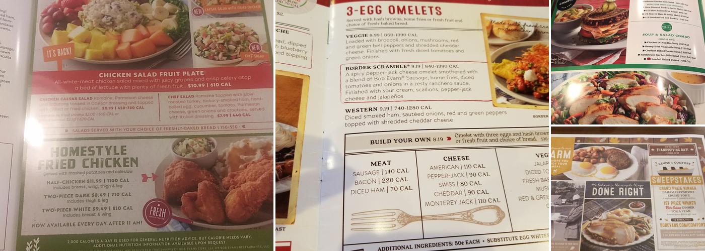 Bob Evans Menu