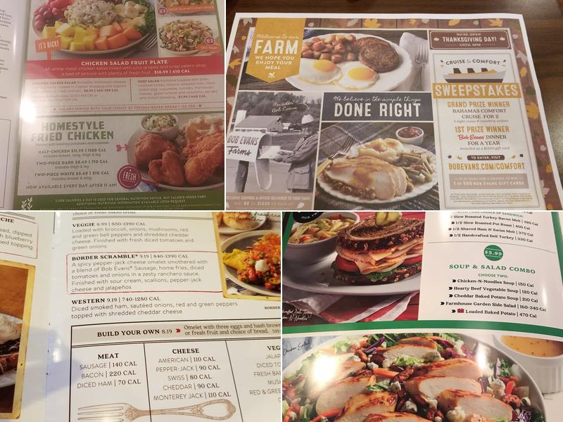 Bob Evans Menu