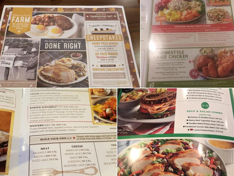 Bob Evans Menu