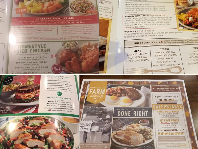 Bob Evans Menu