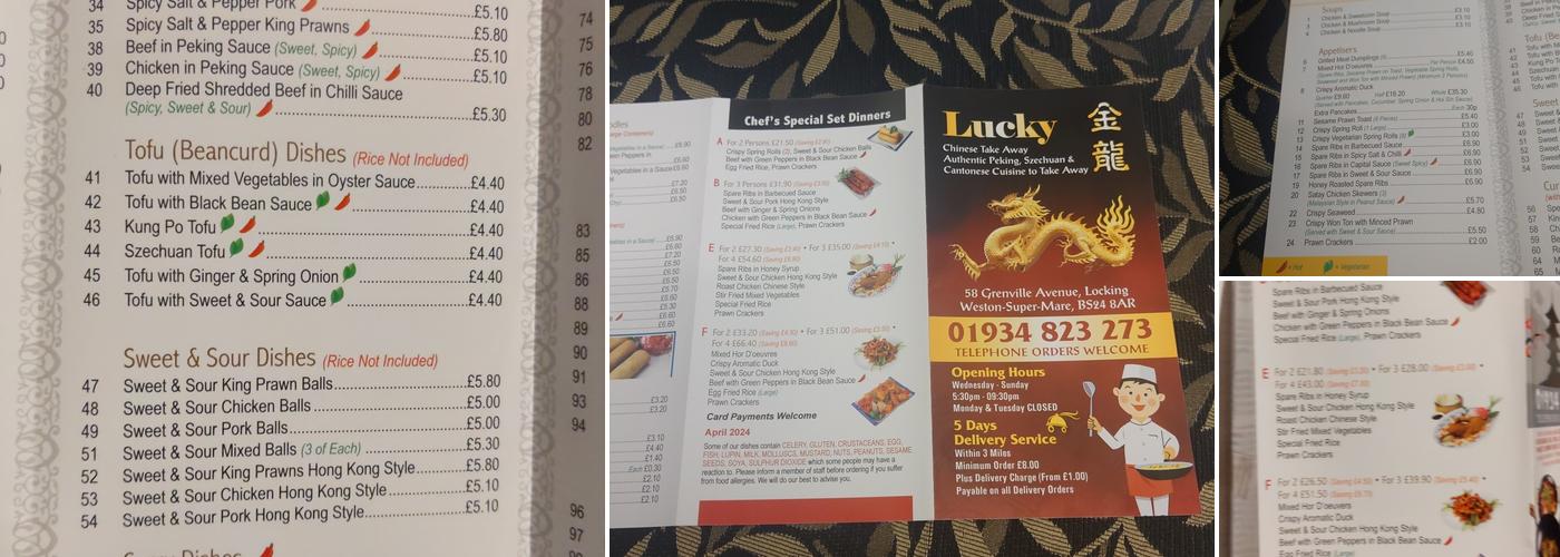 Lucky Takeaway Menu
