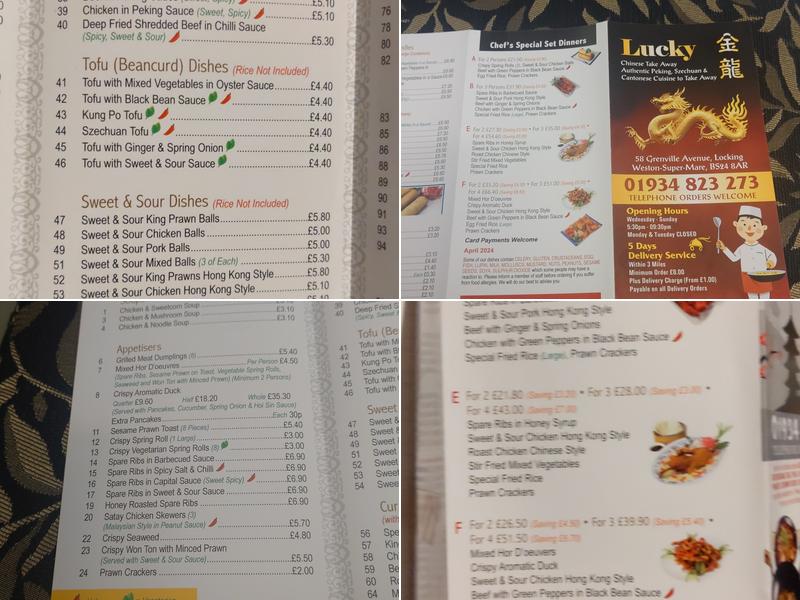Lucky Takeaway Menu