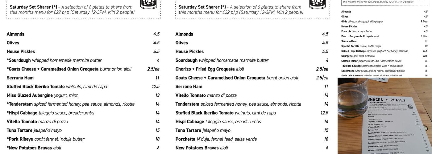 Peckham Cellars Menu