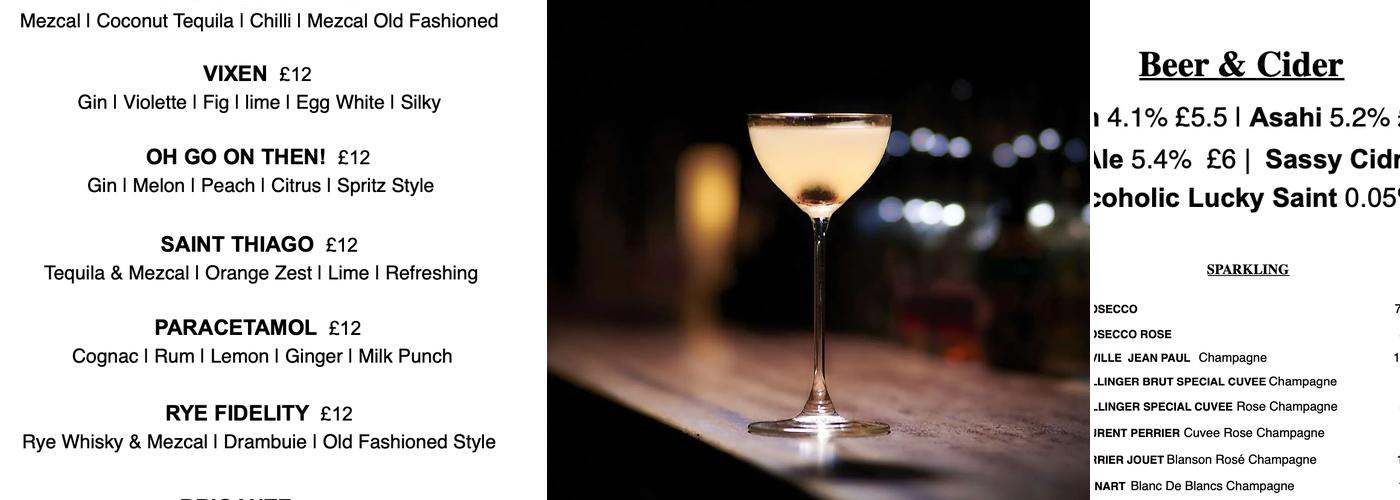 High Water London Menu