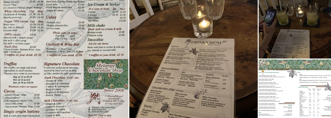 Melange Chocolate Menu
