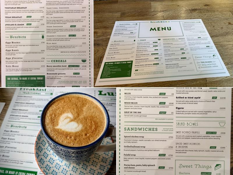 Avocado & Lemon Menu