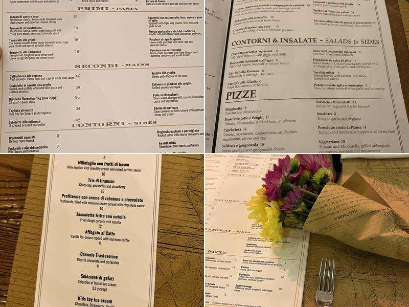 Taverna Trastevere Menu