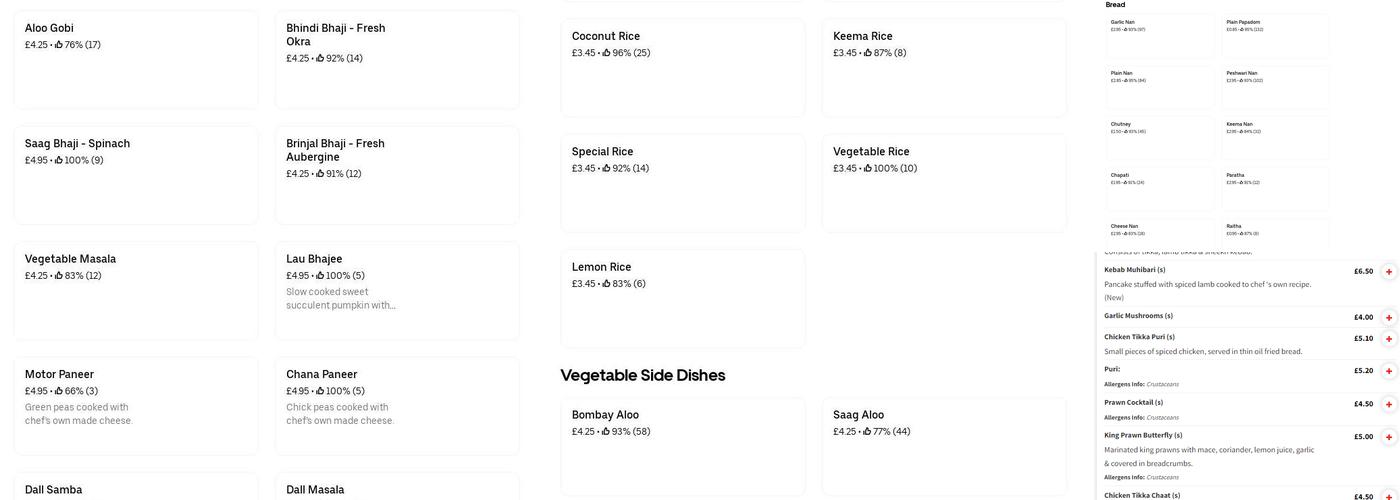 Knights Tandoori Menu