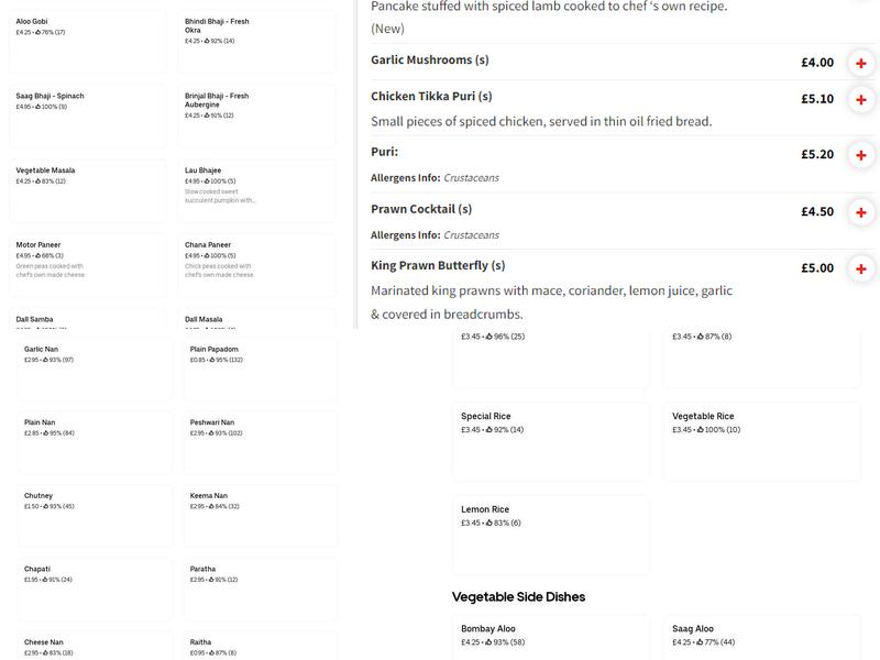 Knights Tandoori Menu