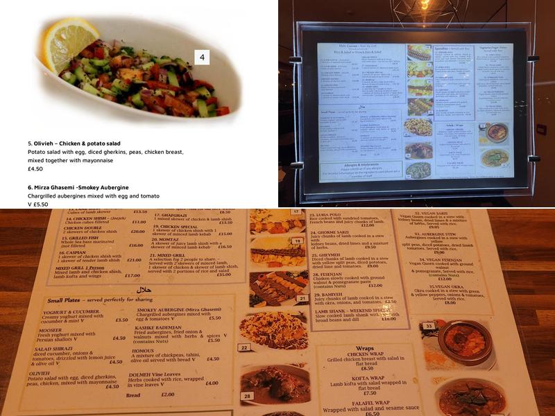 Caspian Restaurant Menu