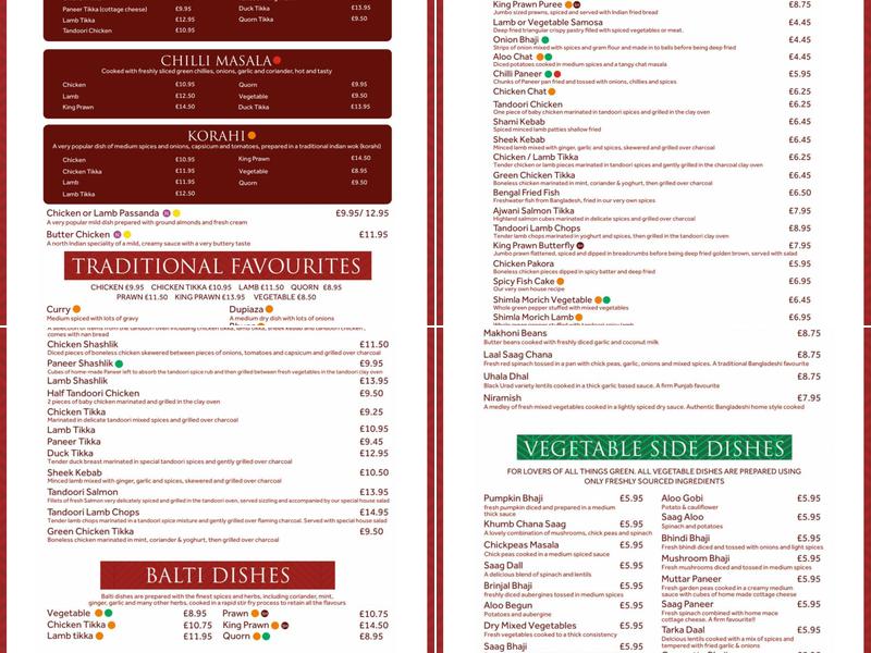 Dulwich Tandoori Menu