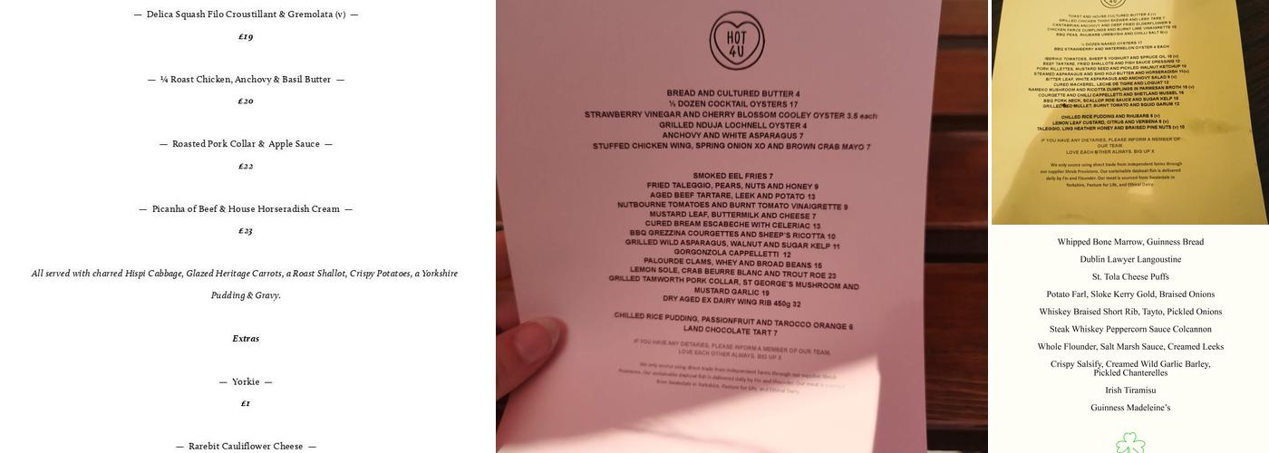 The Prince Arthur Menu