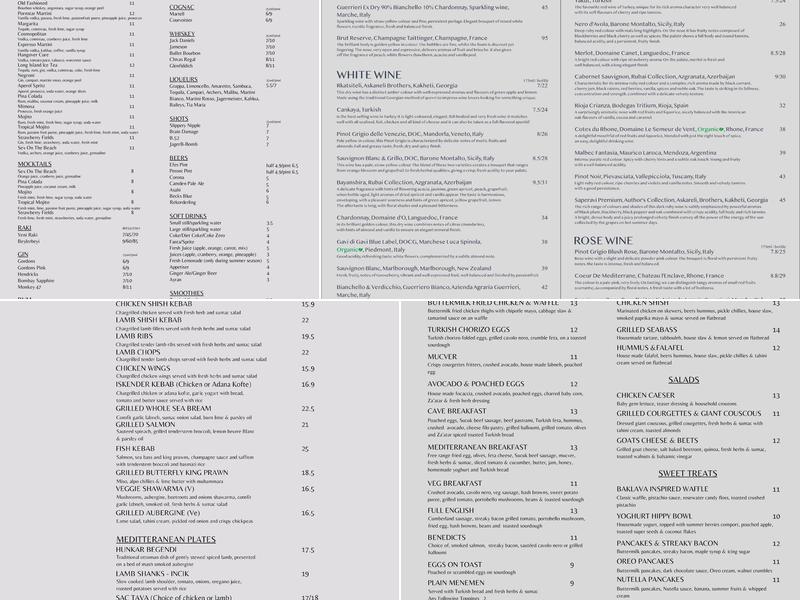 Stone Cave Dalston (Mediterranean, Turkish Food) Menu