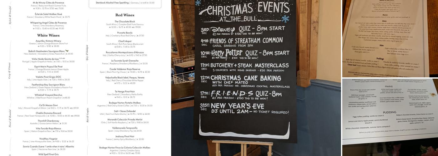 The Bull Streatham Menu