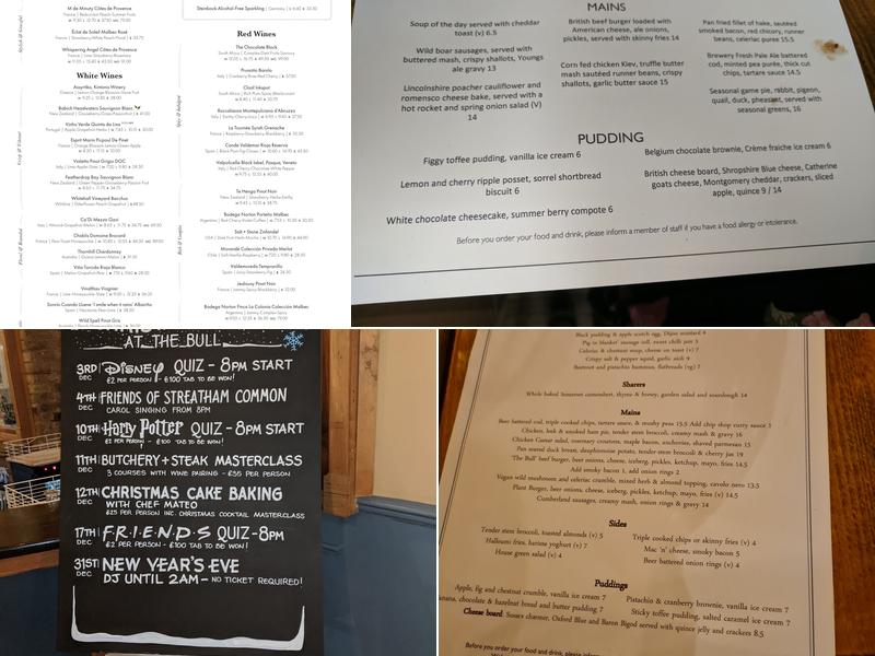 The Bull Streatham Menu