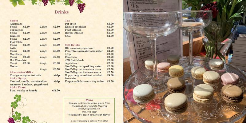 Mozart London Bar Menu