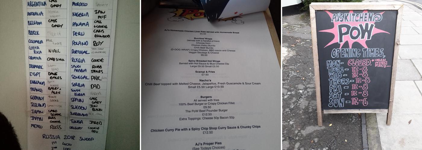 The Prince of Wales Pub Menu
