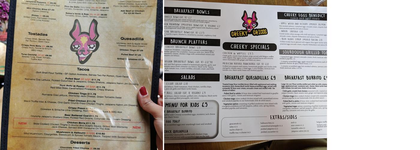 Cheeky Chicos Clapham Menu