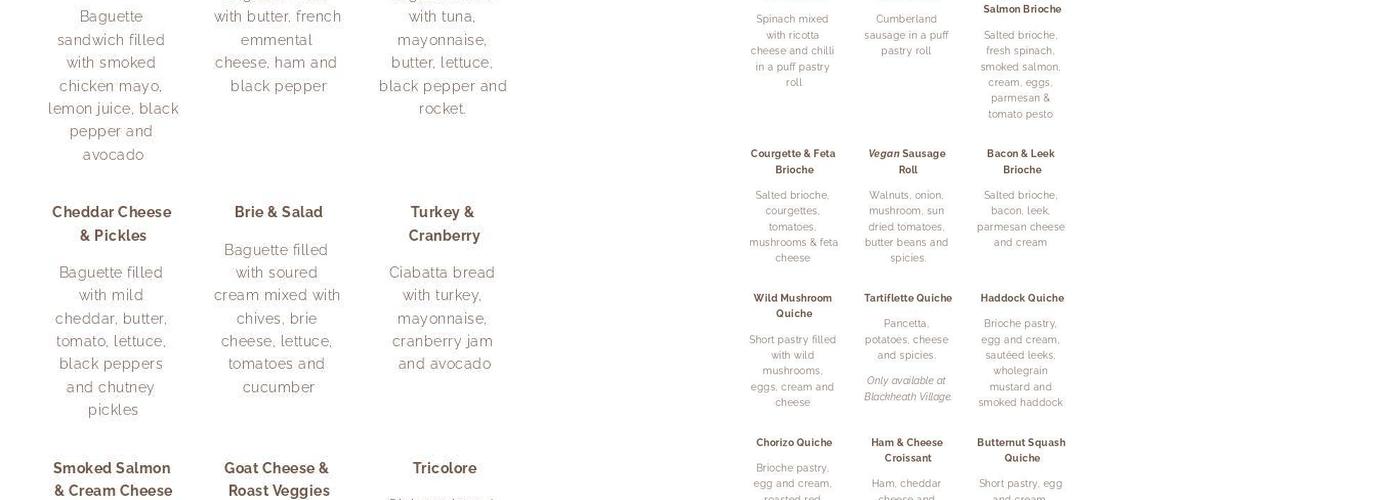 Boulangerie Jade Menu