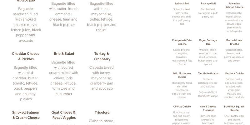 Boulangerie Jade Menu