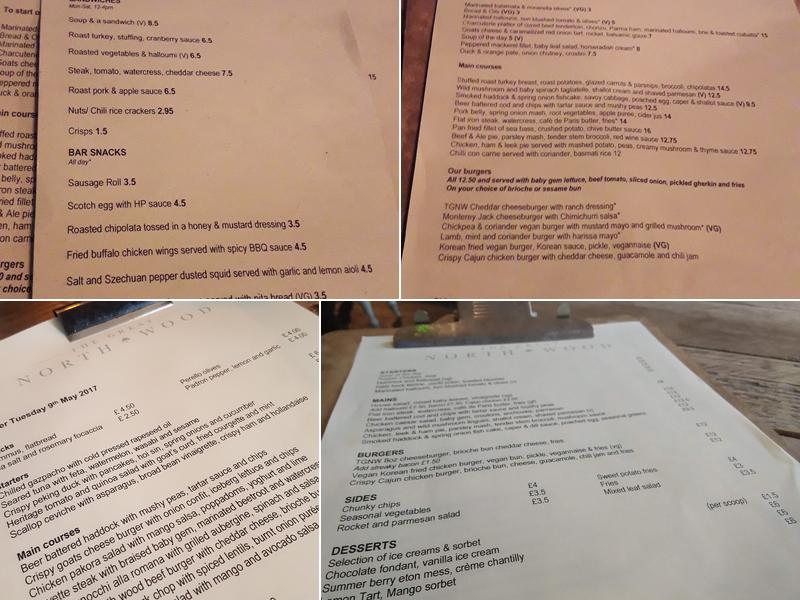 The Great North Wood Menu