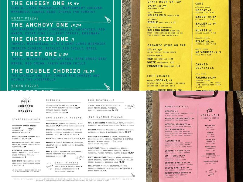 Four Hundred Rabbits: Pizza Restaurant Crystal Palace Menu