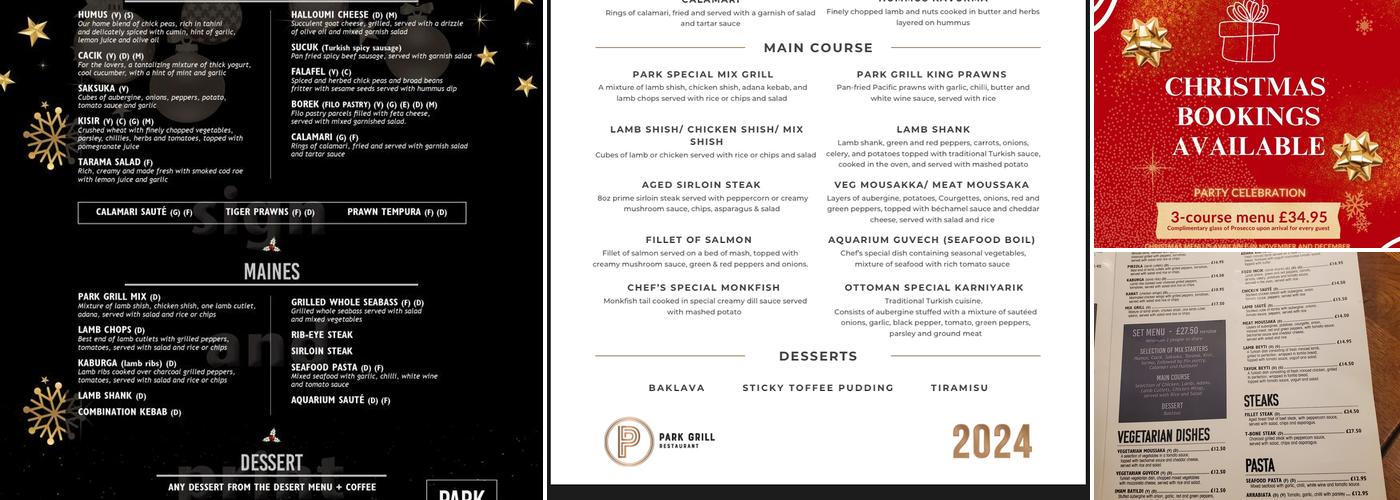 Park Grill Restaurant Menu
