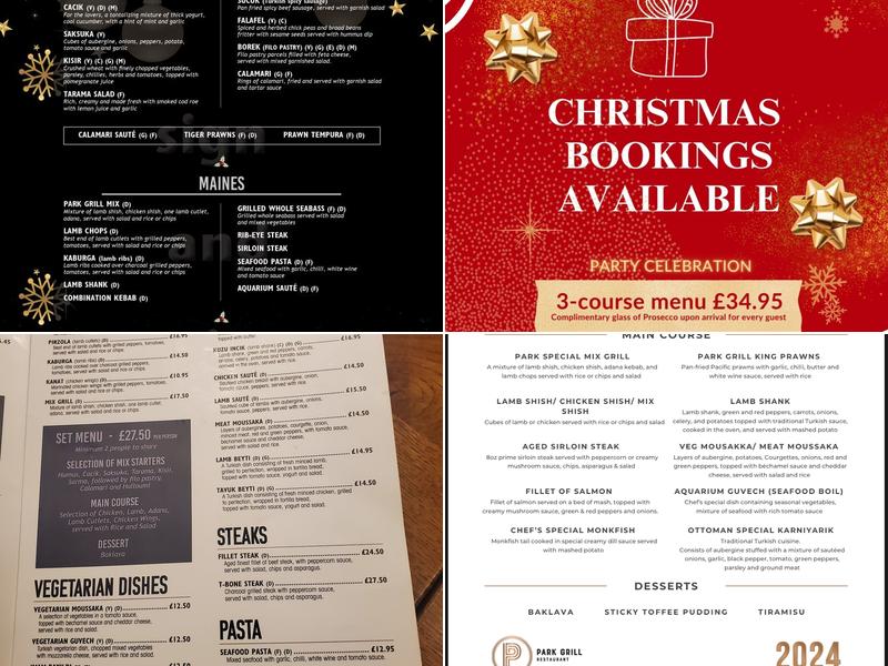 Park Grill Restaurant Menu