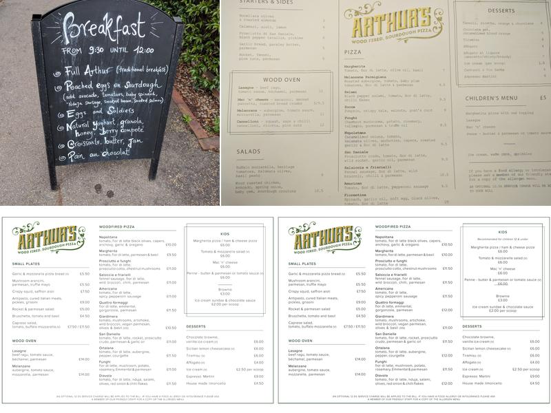Arthur's Pizza Menu