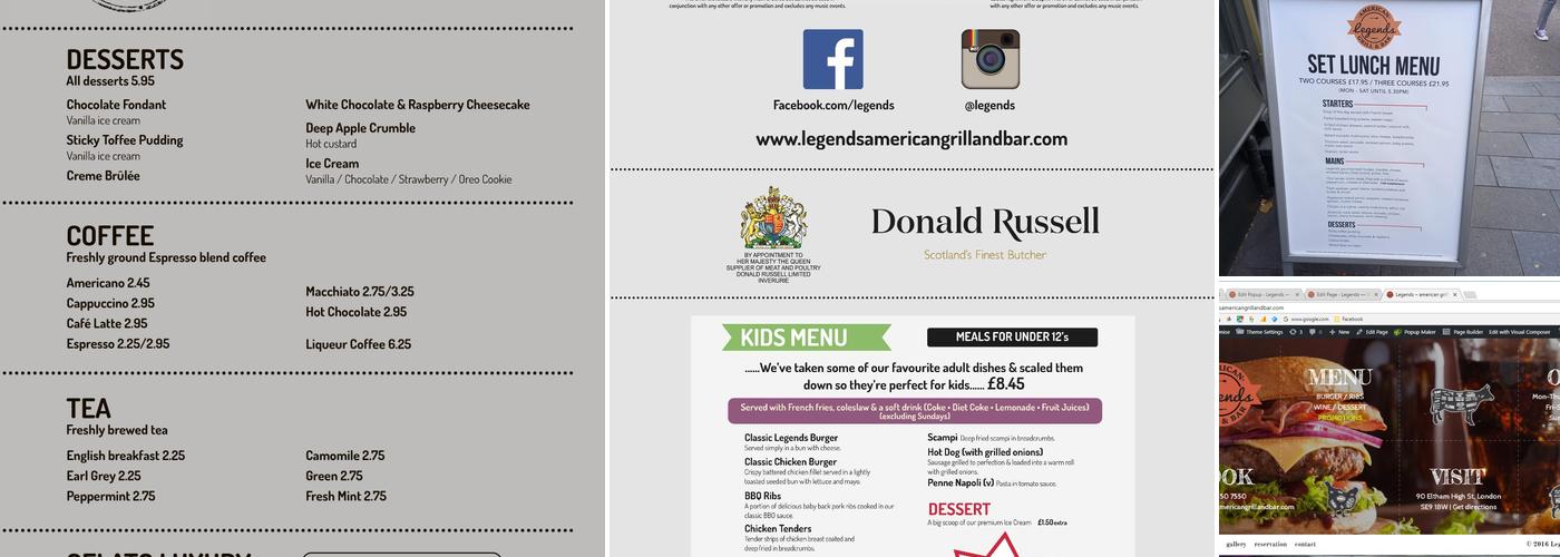 Legends American Grill & Bar Menu