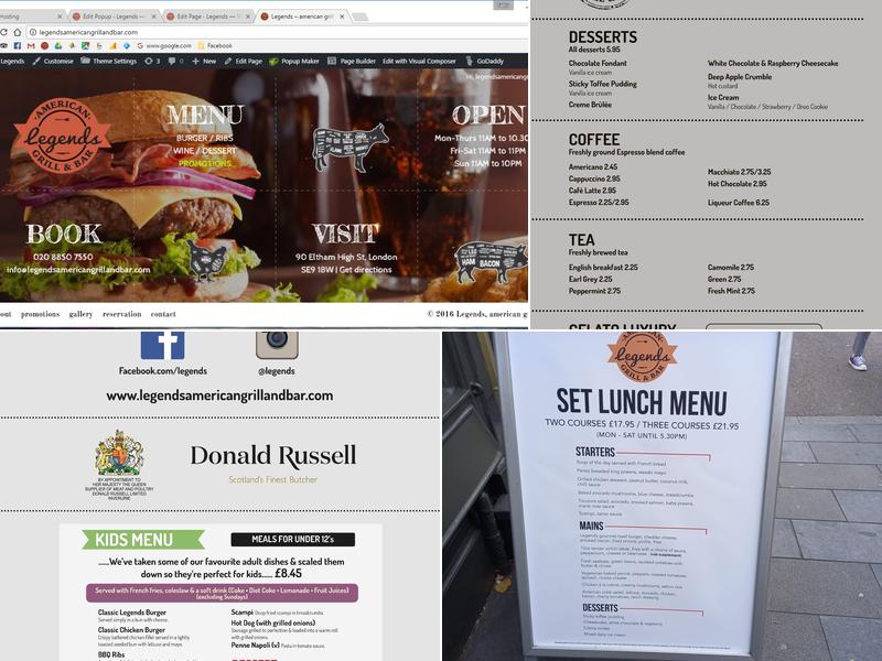 Legends American Grill & Bar Menu