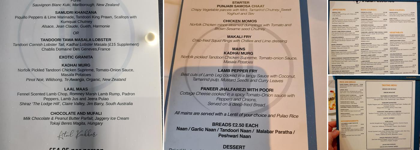 Indian Essence by Atul Kochhar Menu