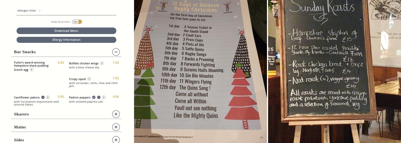 The Cabbage Patch, Twickenham Menu