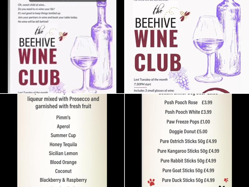 The Beehive, Wandsworth Menu