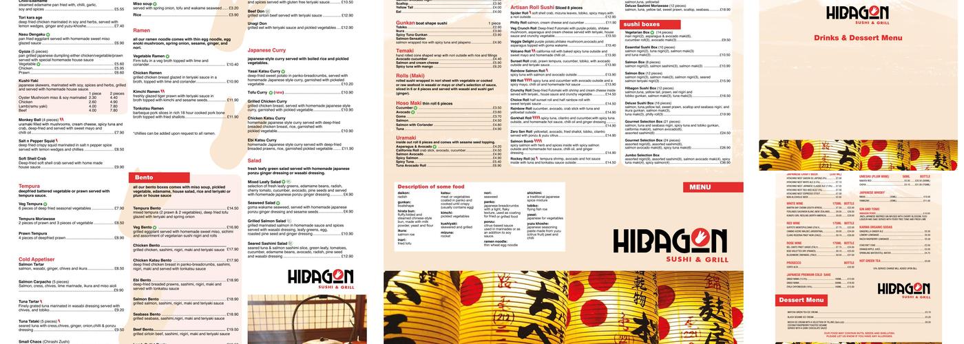 Hibagon Sushi & Grill Menu