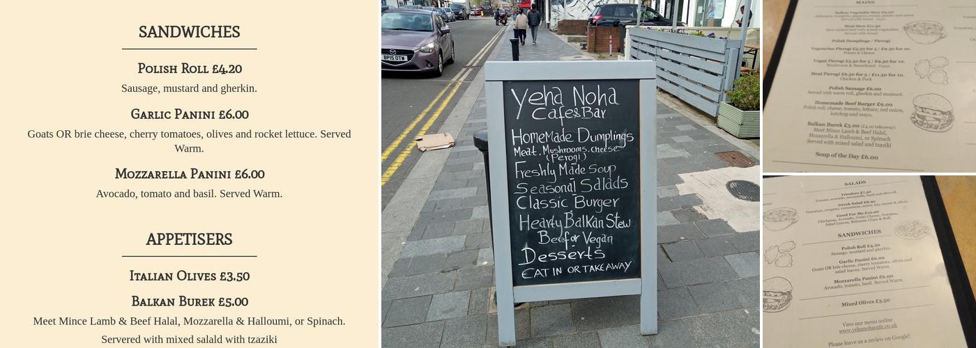 Yeha Noha Cafe Bar Menu
