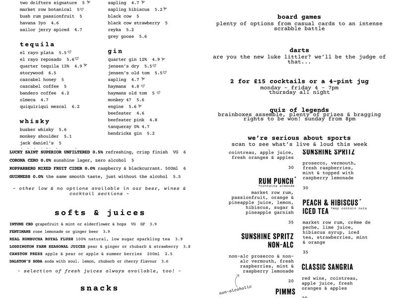 The Faber Fox Menu