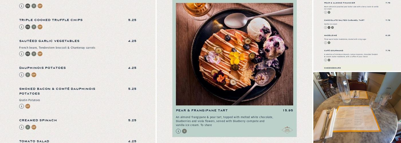 Côte Teddington Menu