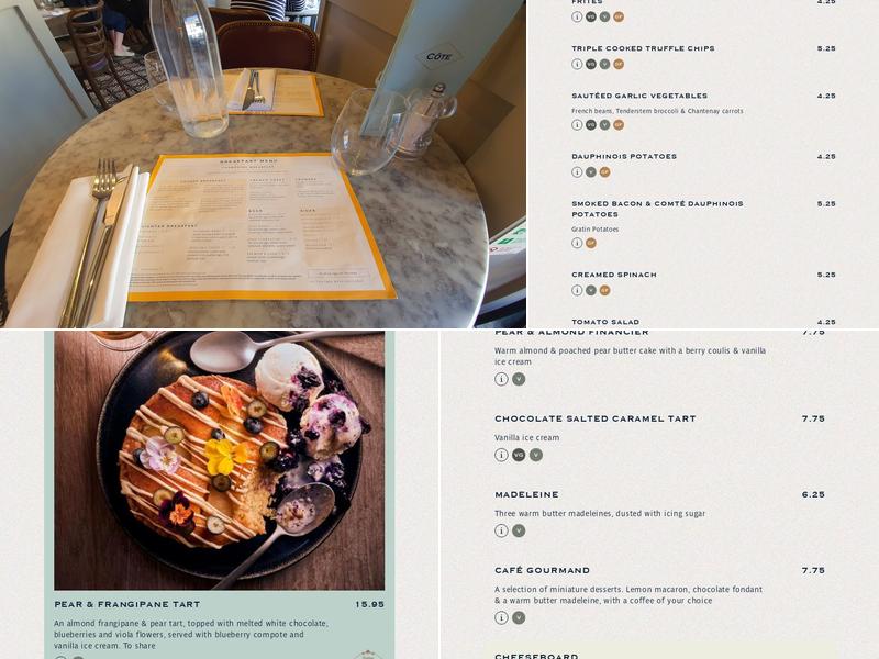 Côte Teddington Menu