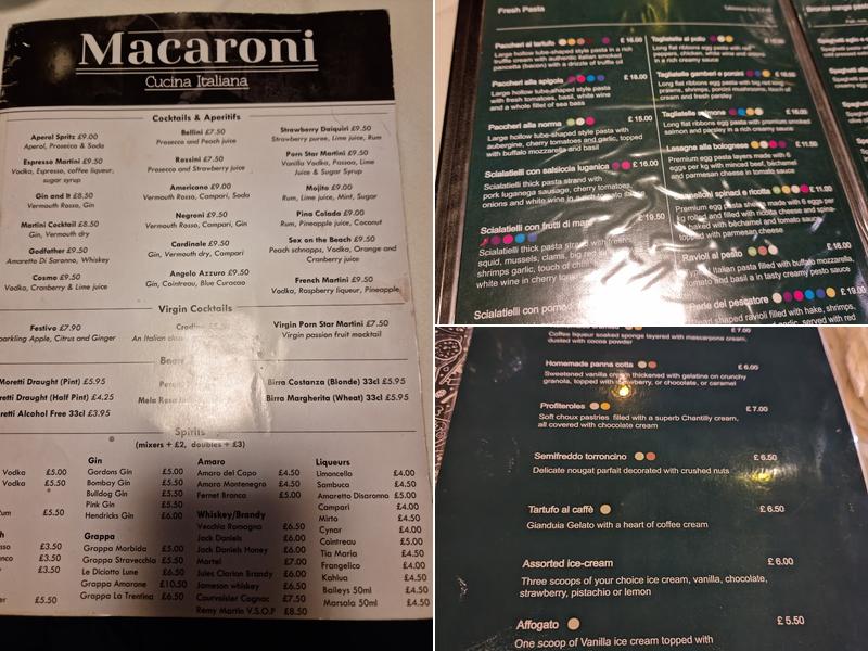 Macaroni Restaurant Menu