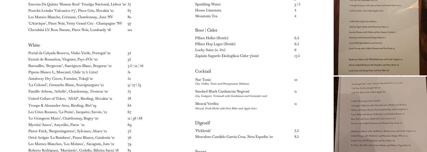 Mangal 2 Restaurant Menu