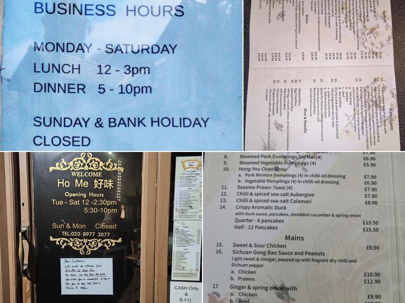 HoMe Chinese Restaurant Menu