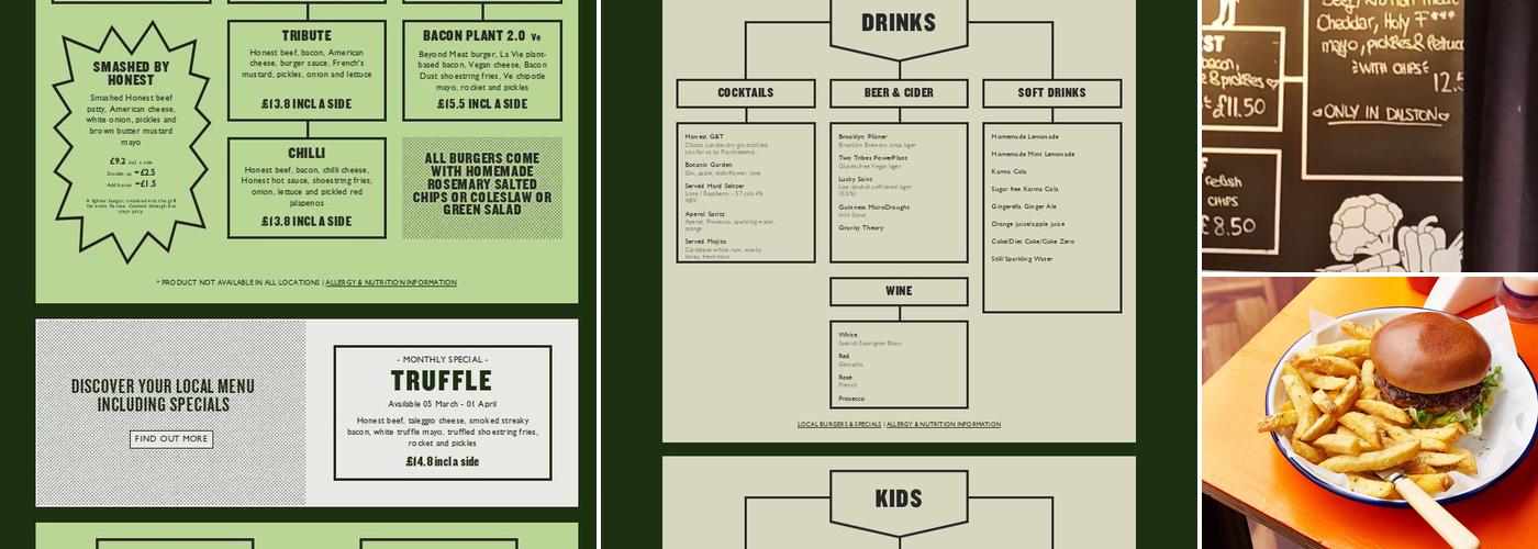 Honest Burgers Dalston Menu